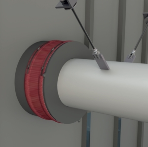 Rubber Design has developed a unique type of watertight exhaust pipe passage. This system is certified to handle a pressure up to 0,6 bar ( 6m ) for 30 minutes.
