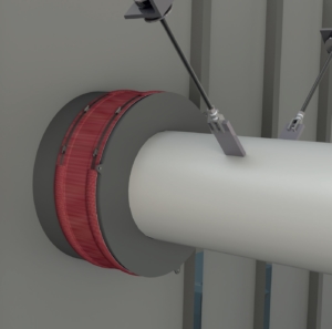 High Flexible Passage - Rubber Design Rubber Design has developed a unique type of watertight exhaust pipe passage. This system is certified to handle a pressure up to 0,6 bar ( 6m ) for 30 minutes.